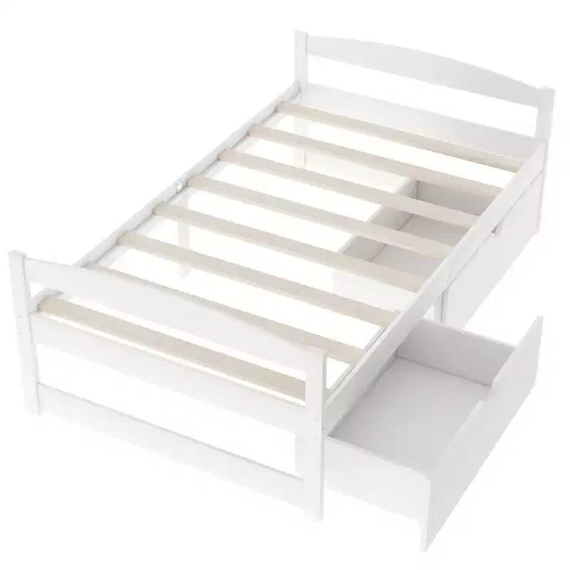 Lit Plateforme en Bois Taille Jumeau FAMYYT ?Avec 2 Tiroirs, Montage Facile