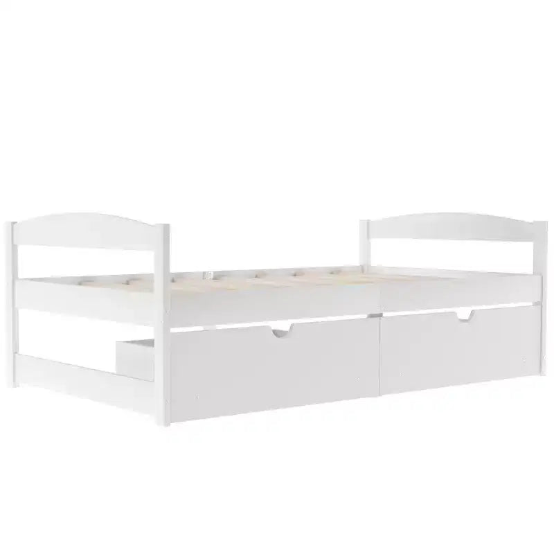 Lit Plateforme en Bois Taille Jumeau FAMYYT ?Avec 2 Tiroirs, Montage Facile
