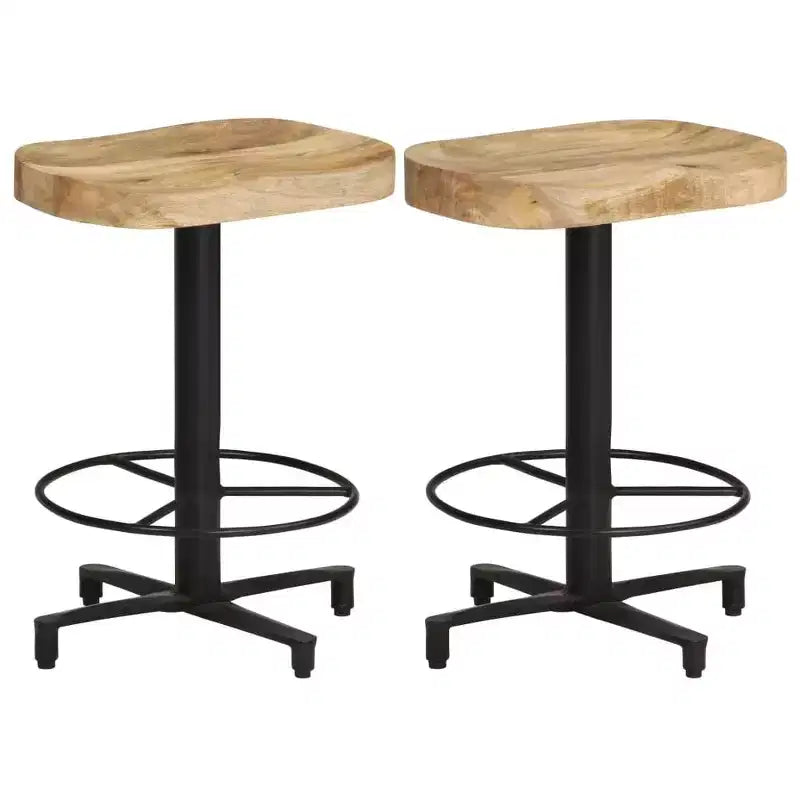vidaXL Bar Stool Set of 2 Natural Wood, Black
