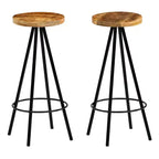 vidaXL Bar Stool Set of 2 Natural wood and black