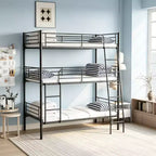 Luxystar Twin Size Metal Triple Bunk Bed, Disassembled into Three Beds for Apartment and Dorm