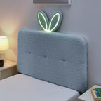 Lit rembourré double/grand/Queen avec tête de lit oreilles de lapin, éclairage LED et 4 tiroirs pour enfants/adultes - ModernLuxe