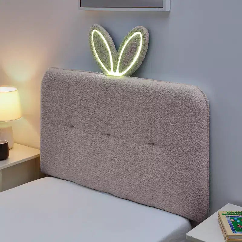 Lit rembourré double/grand/Queen avec tête de lit oreilles de lapin, éclairage LED et 4 tiroirs pour enfants/adultes - ModernLuxe