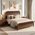 Lit Plateforme King/Queen ModernLuxe avec Tête de Lit à Lattes Verticales, Cadre de Lit en Bois Massif, Aucun Sommier Tapissier Requis