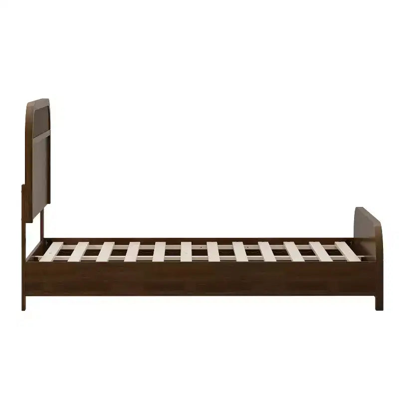 Lit Plateforme King/Queen ModernLuxe avec Tête de Lit à Lattes Verticales, Cadre de Lit en Bois Massif, Aucun Sommier Tapissier Requis