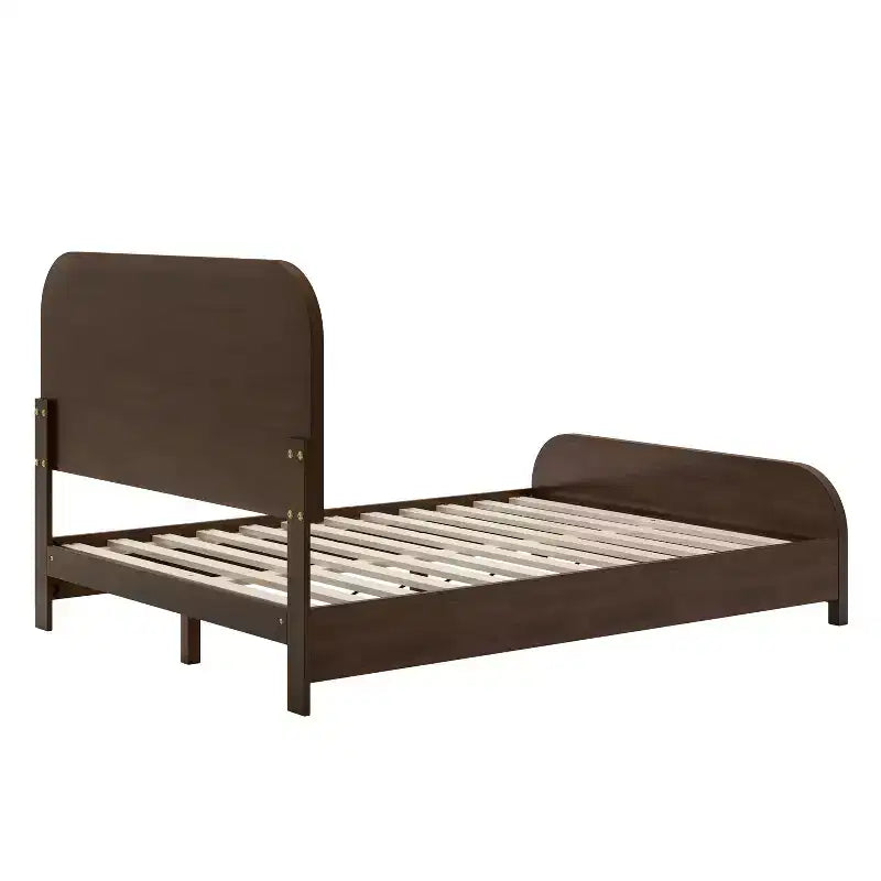 Lit Plateforme King/Queen ModernLuxe avec Tête de Lit à Lattes Verticales, Cadre de Lit en Bois Massif, Aucun Sommier Tapissier Requis