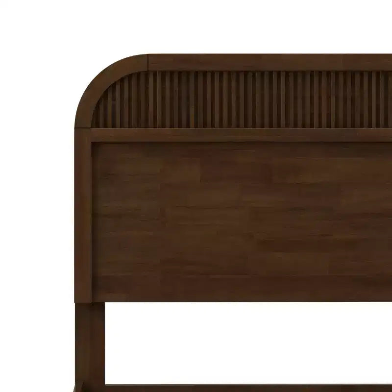 Lit Plateforme King/Queen ModernLuxe avec Tête de Lit à Lattes Verticales, Cadre de Lit en Bois Massif, Aucun Sommier Tapissier Requis