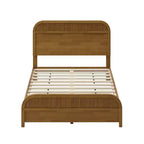 Lit Plateforme King/Queen ModernLuxe avec Tête de Lit à Lattes Verticales, Cadre de Lit en Bois Massif, Aucun Sommier Tapissier Requis