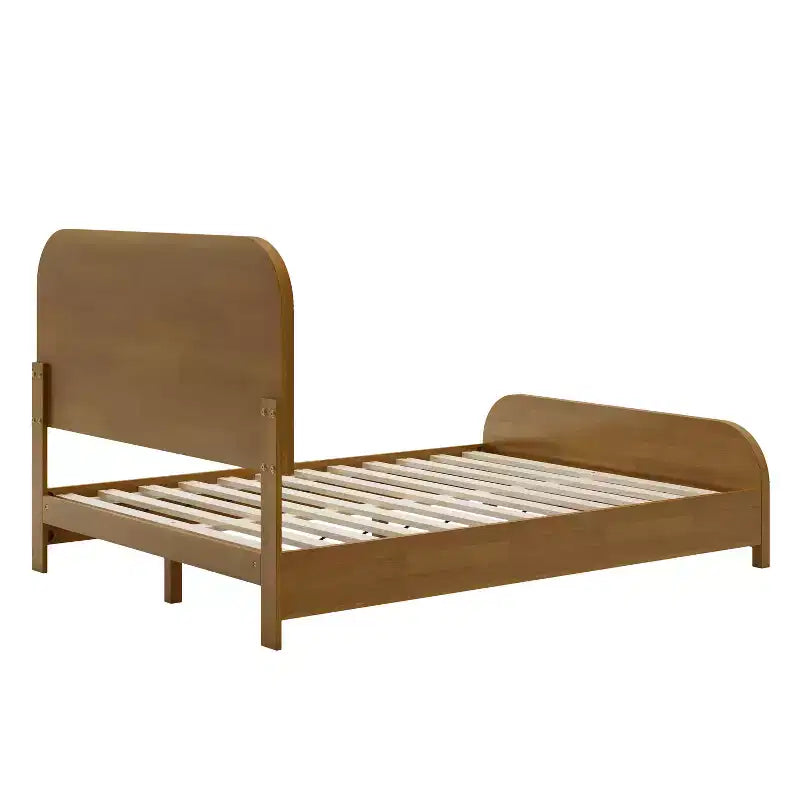 Lit Plateforme King/Queen ModernLuxe avec Tête de Lit à Lattes Verticales, Cadre de Lit en Bois Massif, Aucun Sommier Tapissier Requis