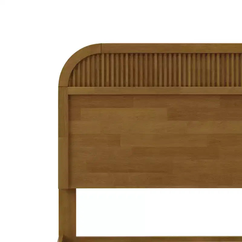 Lit Plateforme King/Queen ModernLuxe avec Tête de Lit à Lattes Verticales, Cadre de Lit en Bois Massif, Aucun Sommier Tapissier Requis
