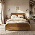 Lit Plateforme King/Queen ModernLuxe avec Tête de Lit à Lattes Verticales, Cadre de Lit en Bois Massif, Aucun Sommier Tapissier Requis