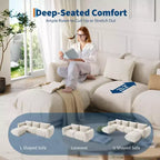 Ensemble de canapé modulaire chenille moderne 2 pièces, canapé sectionnel sans dossier à assise profonde, causeuse 2 places, en forme de U, pour salon ou petits espaces