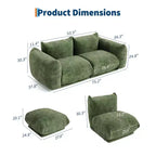 Ensemble de canapé modulaire chenille moderne 2 pièces, canapé sectionnel sans dossier à assise profonde, causeuse 2 places, en forme de U, pour salon ou petits espaces