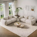 Ensemble de canapé modulaire chenille moderne 2 pièces, canapé sectionnel sans dossier à assise profonde, causeuse 2 places, en forme de U, pour salon ou petits espaces
