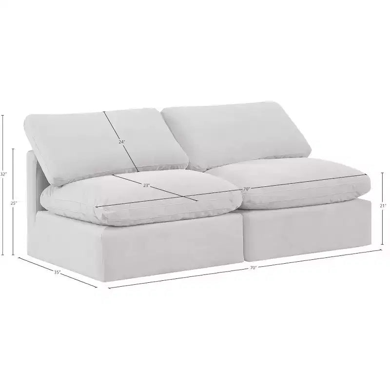 Canapé modulable en velours crème Indulge Meridian Furniture