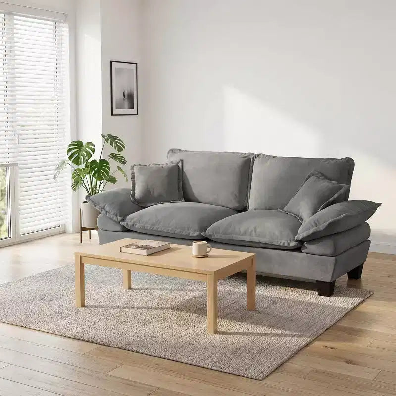 Canapé deux places GDFStudio Watt moderne en chenille avec accoudoirs incurvés
