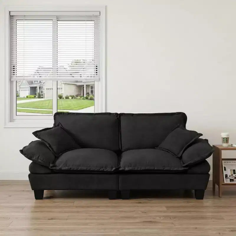 GDFStudio Watt Modern Chenille Upholstered Loveseat Sofa with Curved Armrests