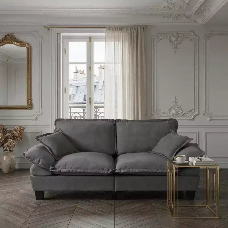 Canapé deux places GDFStudio Watt moderne en chenille avec accoudoirs incurvés