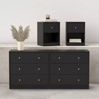 Tvilum, Ensemble de chambre à coucher 3 pièces Portland - Commode double 6 tiroirs et ensemble de 2 tables de nuit