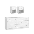 Tvilum, Portland 3-Piece Bedroom Set - 6 Drawer Double Dresser And Nightstand Set Of 2