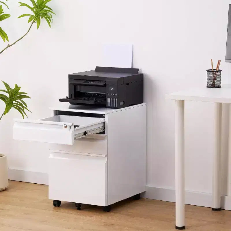 Classeur mobile à 3 tiroirs avec serrure et roulette anti-basculement, organiseur métallique sous le bureau pour lettres/format légal/A4, idéal pour le bureau à domicile
