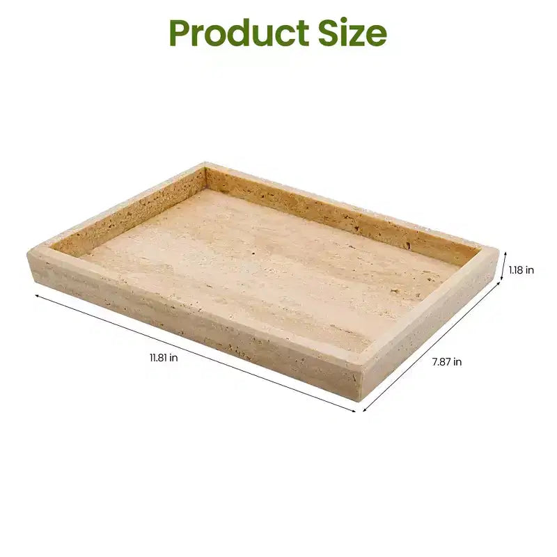 Plateau en travertin, plateau décoratif rectangulaire en pierre jaune naturelle pour coiffeuse de salle de bain, organiseur de parfum, présentoir à bijoux