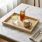 Plateau en travertin, plateau décoratif rectangulaire en pierre jaune naturelle pour coiffeuse de salle de bain, organiseur de parfum, présentoir à bijoux