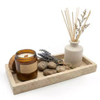 Travertine Tray, Natural Yellow Stone Rectangular Decorative Tray for Bathroom Vanity, Perfume Organizer, Jewelry Display