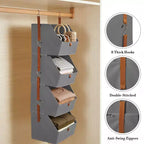 Lot de 2 organisateurs de placard suspendus à 4 niveaux, étagères de rangement en tissu non tissé avec paniers pliables, organisateur suspendu peu encombrant pour chambre à coucher, dortoir, camping-car
