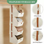 Lot de 2 organisateurs de placard suspendus à 4 niveaux, étagères de rangement en tissu non tissé avec paniers pliables, organisateur suspendu peu encombrant pour chambre à coucher, dortoir, camping-car