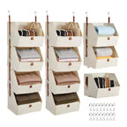 2 Pack 4 Tier Hanging Closet Organizer, Non-Woven Fabric Storage Shelves with Collapsible Baskets, Space-Saving Hanging Organizer for Bedroom,Dorm,RV
