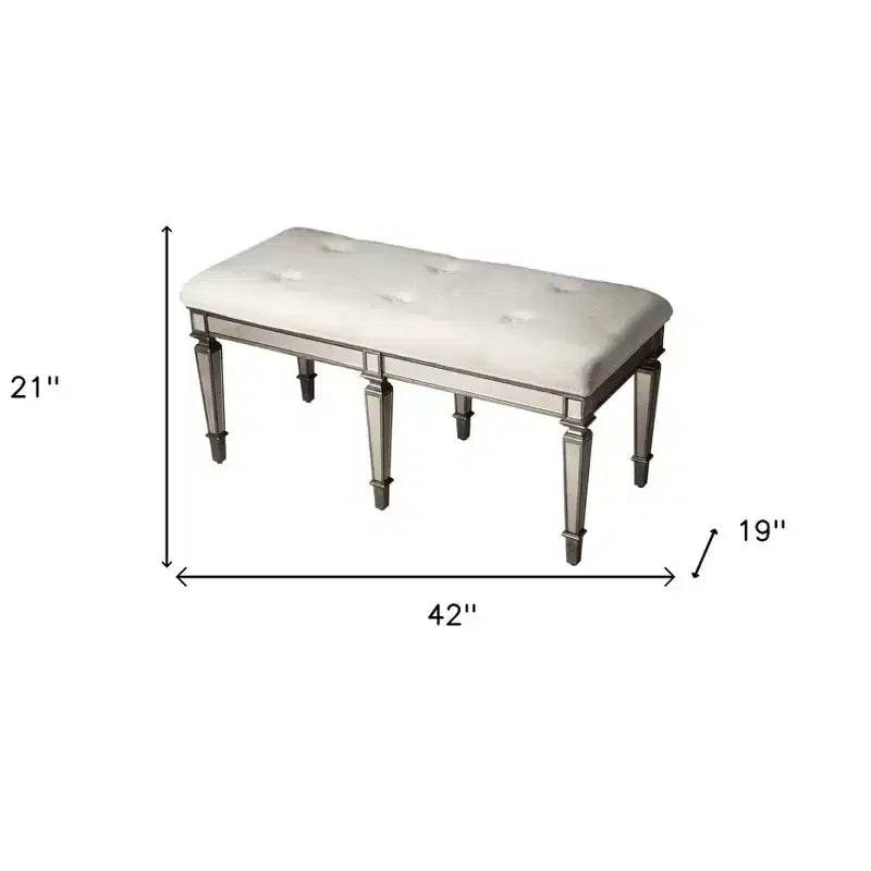 HomeRoots Banc d'entrée 42 argenté rembourré 100 % coton