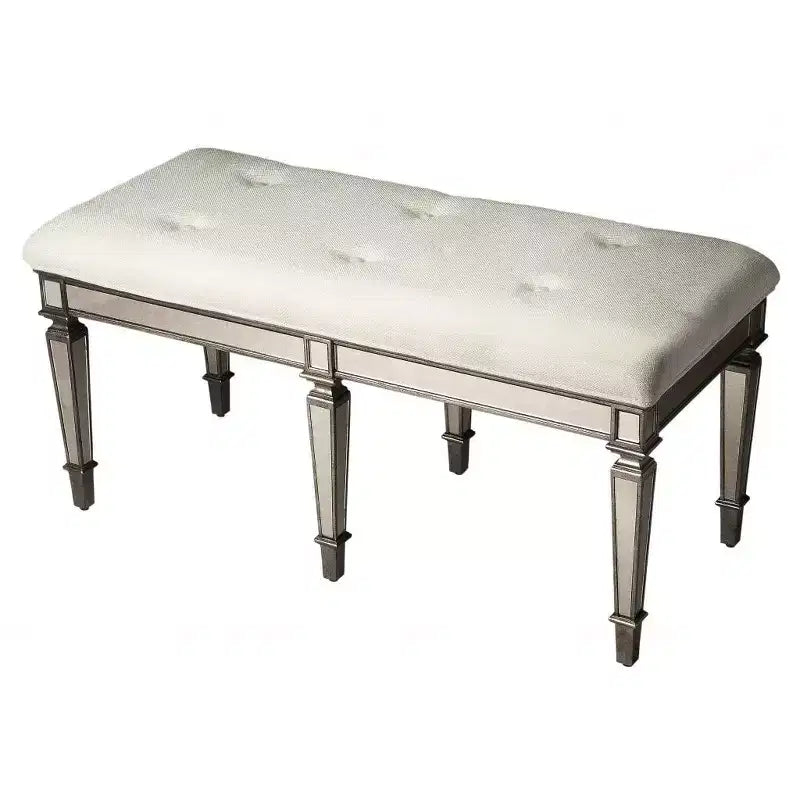 HomeRoots Banc d'entrée 42 argenté rembourré 100 % coton