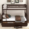 FAMYYT Twin Size Wood Bed?With Drawers, Fence-shaped Guardrail, ladder, Easy Assembly