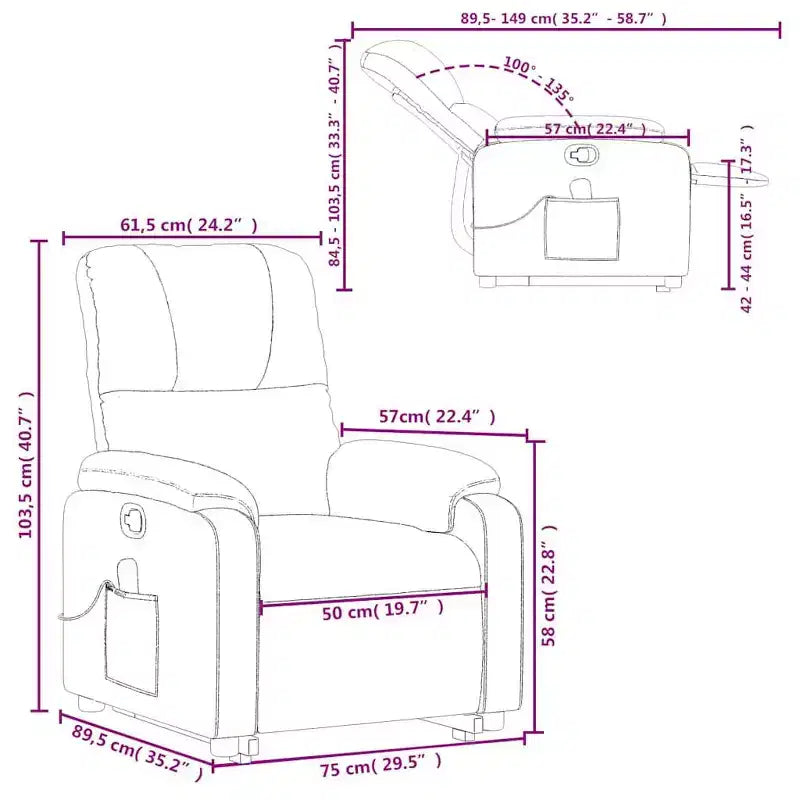 Fauteuil inclinable de massage relevable marron vidaXL