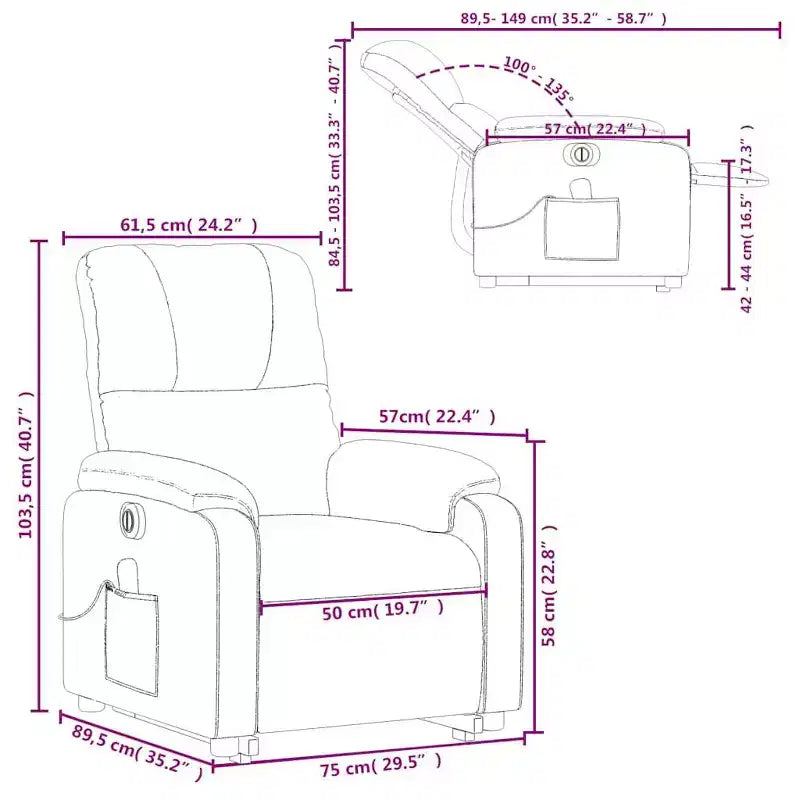 Fauteuil inclinable de massage relevable marron vidaXL