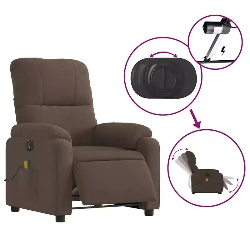 Fauteuil inclinable de massage relevable marron vidaXL