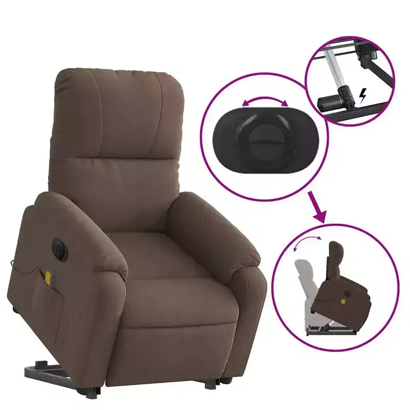 Fauteuil inclinable de massage relevable marron vidaXL