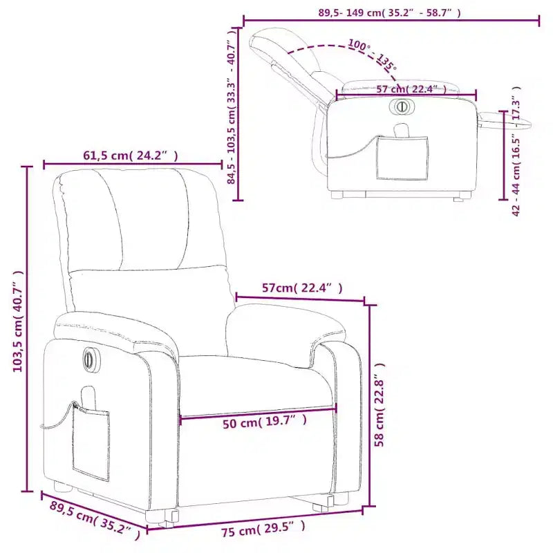 Fauteuil inclinable de massage relevable marron vidaXL