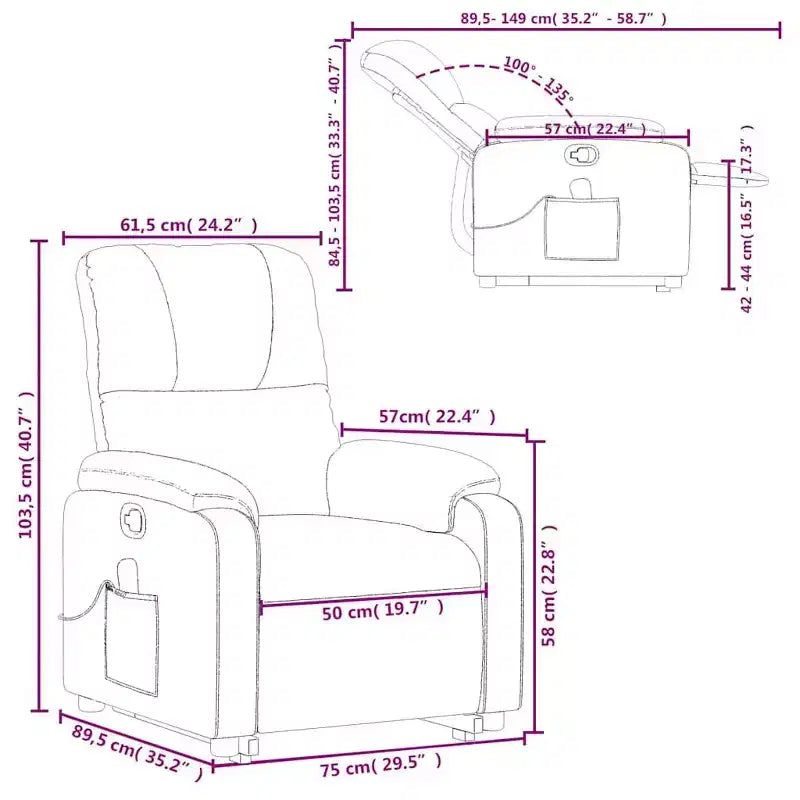 Fauteuil inclinable de massage relevable marron vidaXL