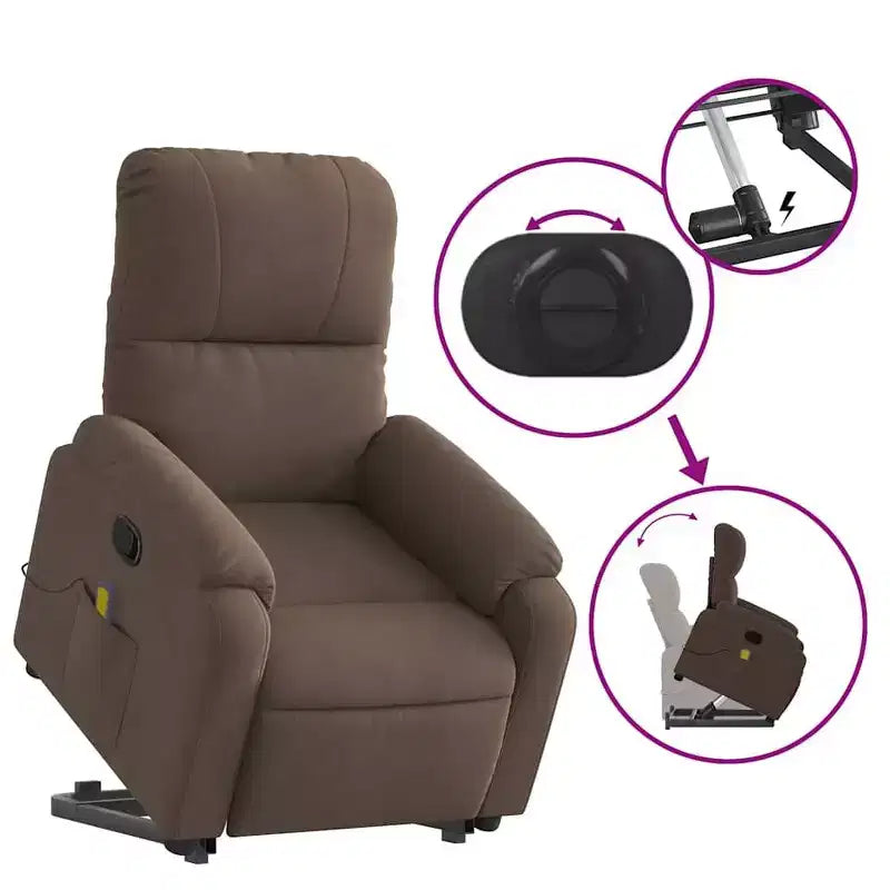 Fauteuil inclinable de massage relevable marron vidaXL