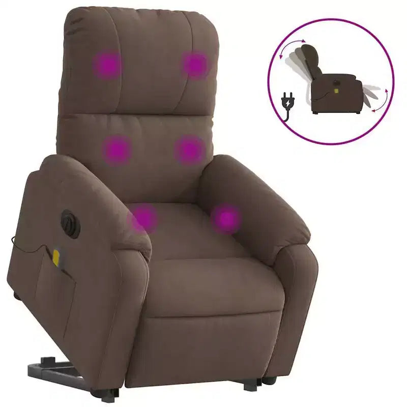 Fauteuil inclinable de massage relevable marron vidaXL