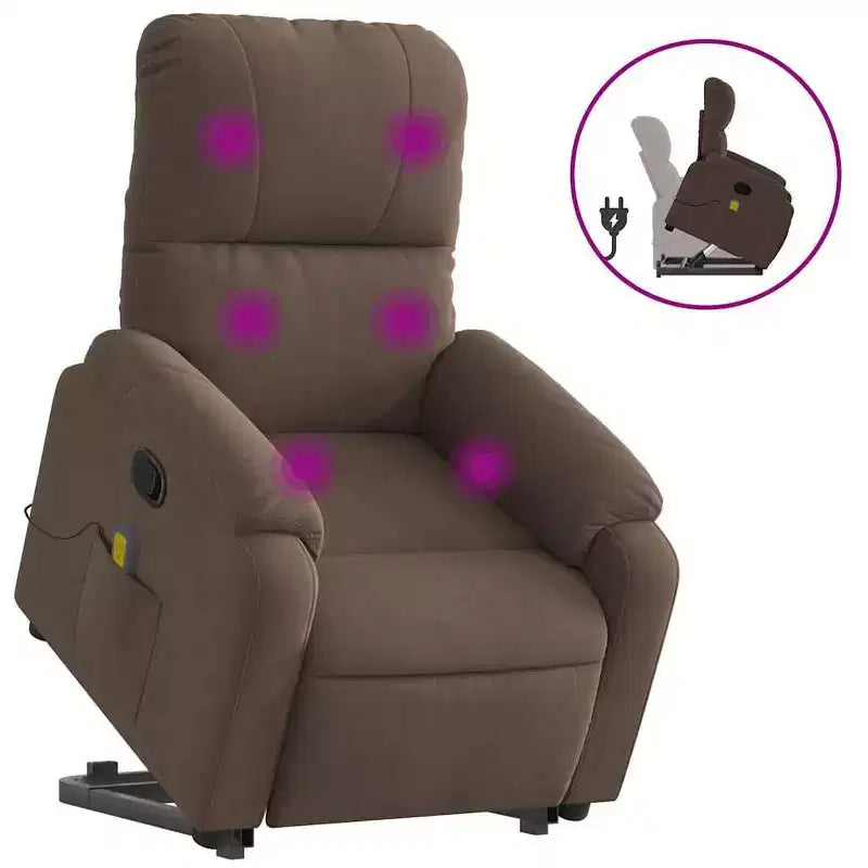 Fauteuil inclinable de massage relevable marron vidaXL