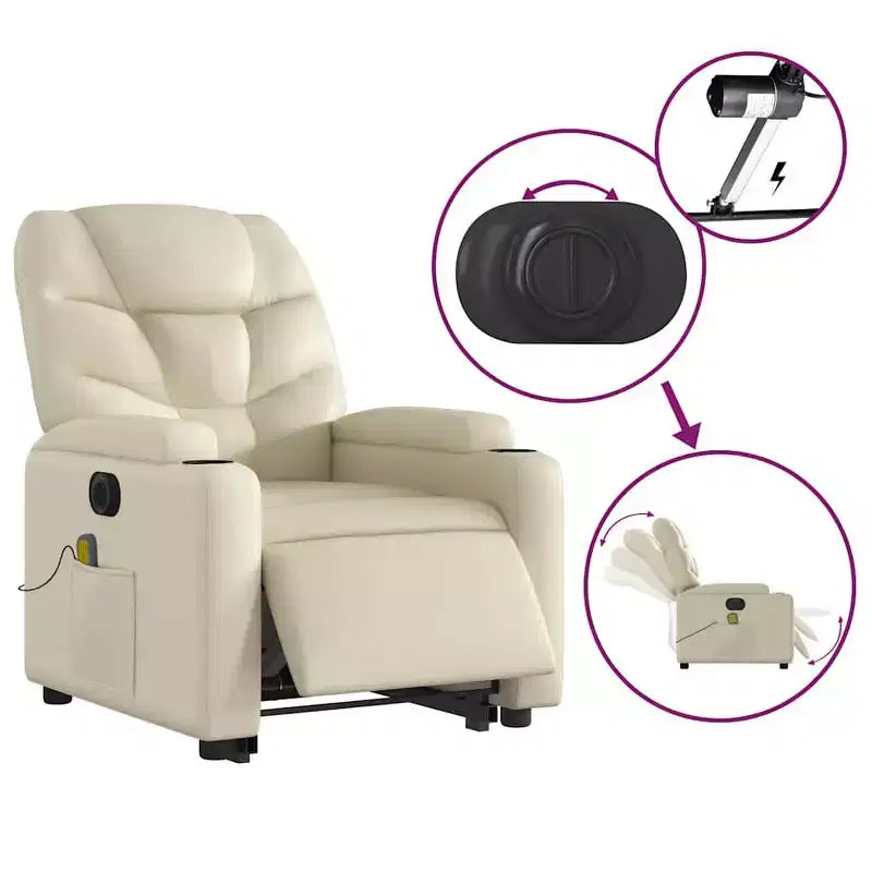 vidaXL Fauteuil de massage inclinable crème