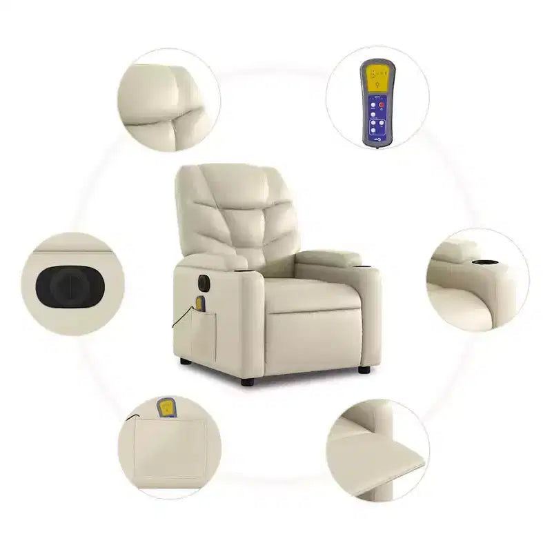 vidaXL Fauteuil de massage inclinable crème