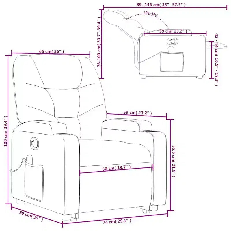 vidaXL Fauteuil de massage inclinable crème