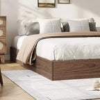 Lit plateforme SunnyFurn avec lattes en bois robustes, cadre de lit au sol, cadre de lit moderne au design minimaliste et peu encombrant, aucun sommier tapissier requis