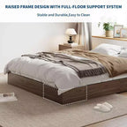 Lit plateforme SunnyFurn avec lattes en bois robustes, cadre de lit au sol, cadre de lit moderne au design minimaliste et peu encombrant, aucun sommier tapissier requis