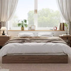 Lit plateforme SunnyFurn avec lattes en bois robustes, cadre de lit au sol, cadre de lit moderne au design minimaliste et peu encombrant, aucun sommier tapissier requis