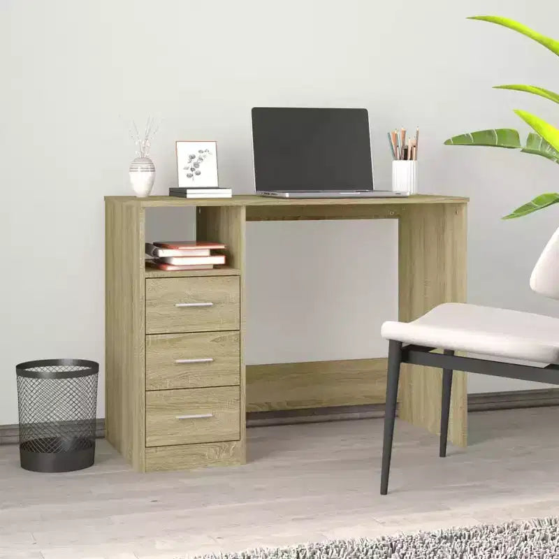 vidaXL Bureau Blanc Bois d'ingénierie 102 cm x 50 cm x 76 cm Bureau